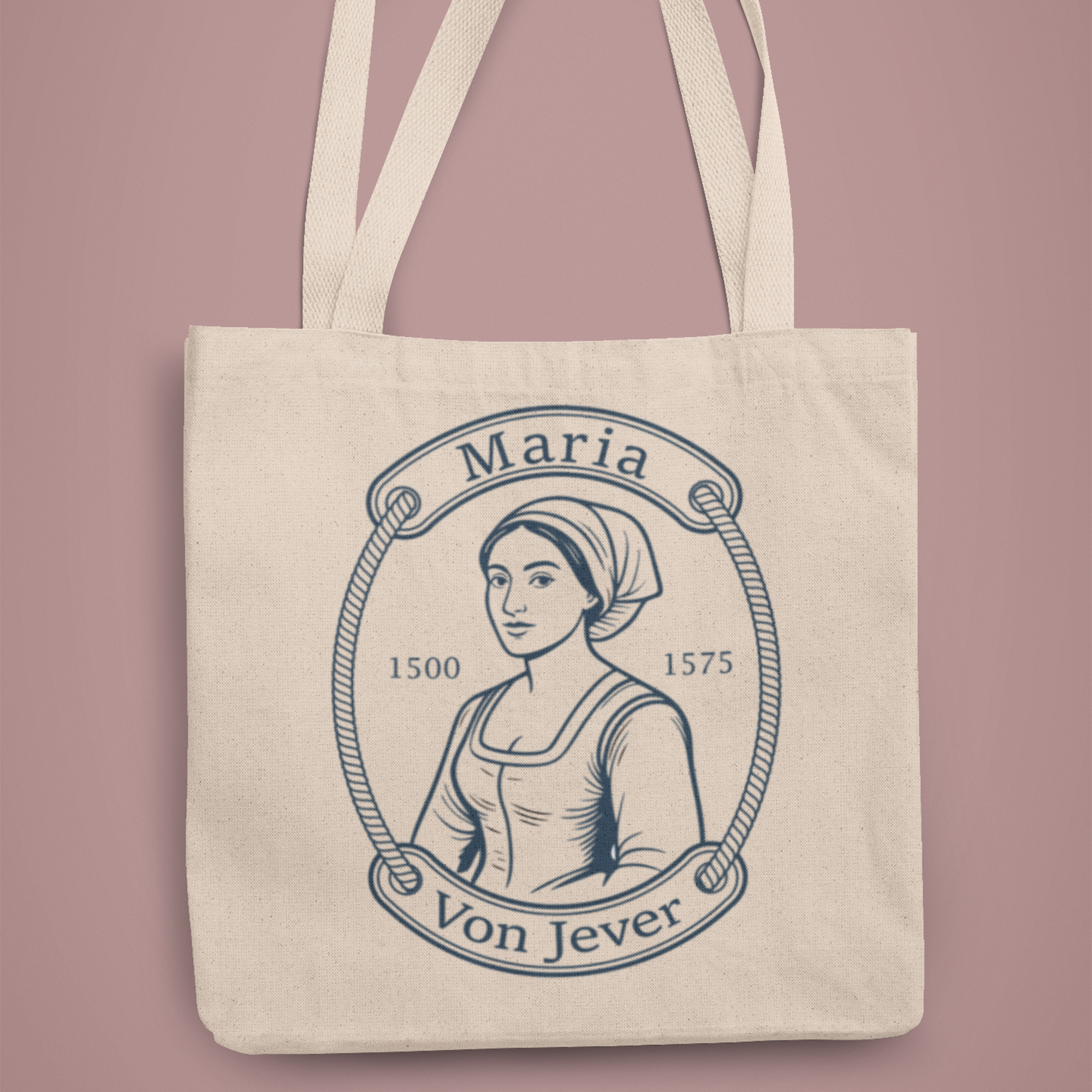 „Fräulein Maria von Jever“ – Stofftasche mit langen Henkeln aus Bio-Baumwolle